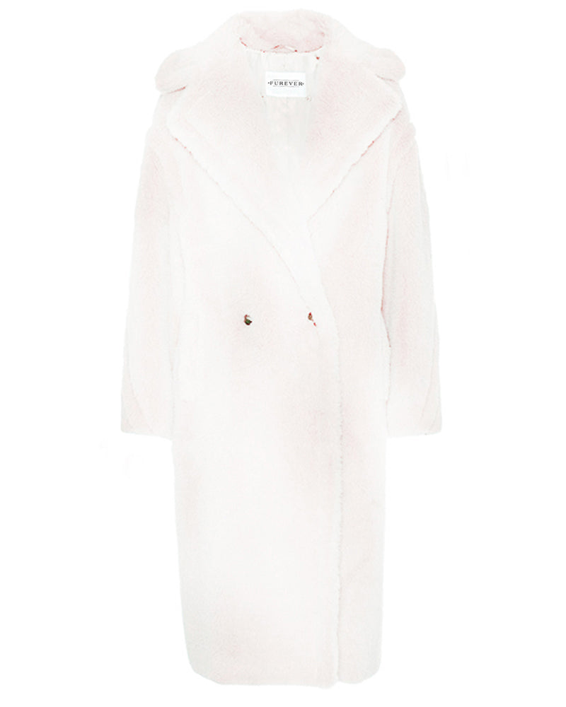 PRAGUE Ivory Faux Fur Teddy Coat